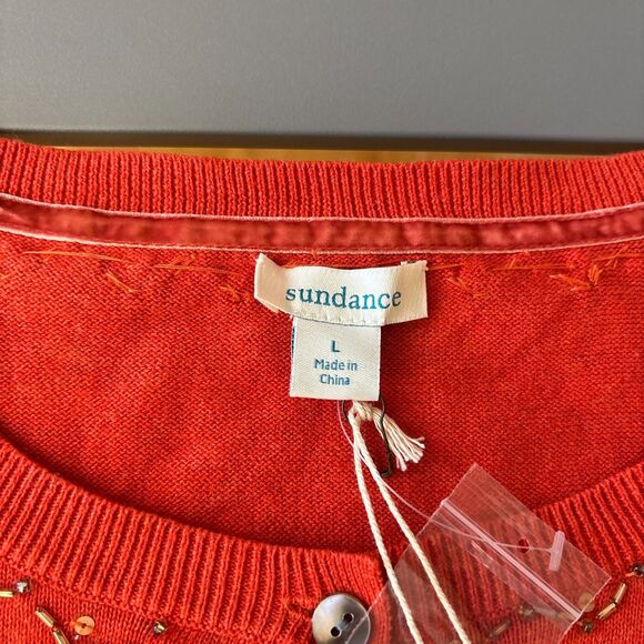 Sundance Cardigan Womens L Orange Salado Paisley Floral Embroidery Sequin NEW - Picture 10 of 11